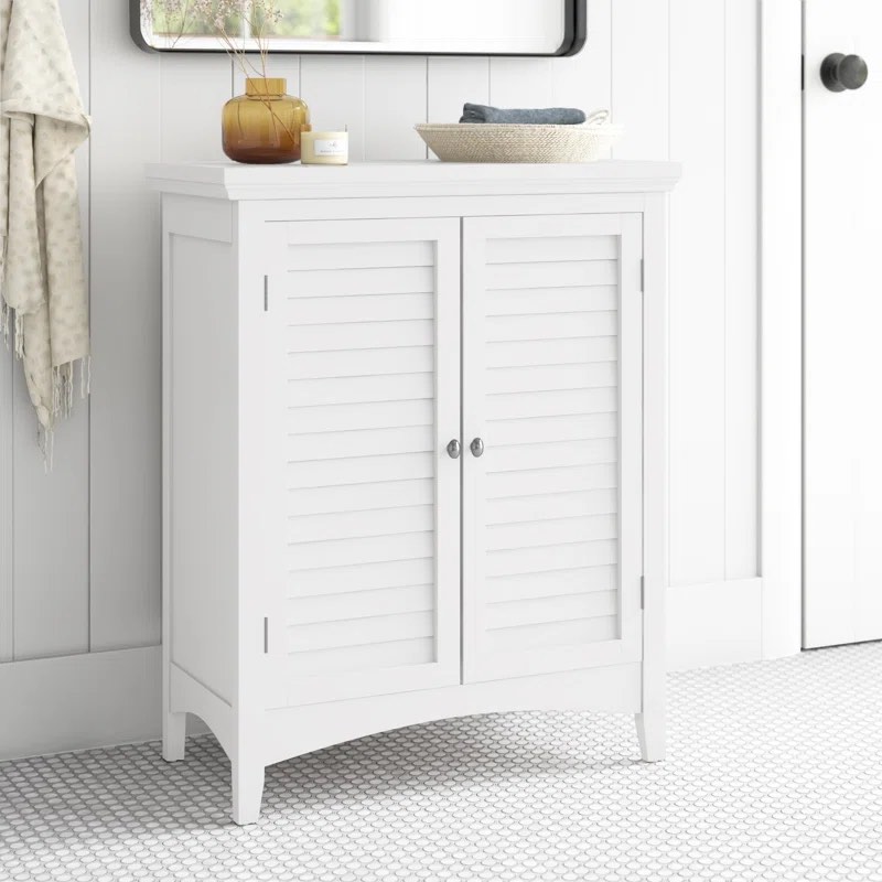 Zal Freestanding Storage Accent Cabinet with Louvered Doors