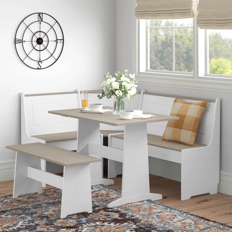 (incomplete ) ( box 1 of 2 ) Aleman White Pine Corner Breakfast Table Only