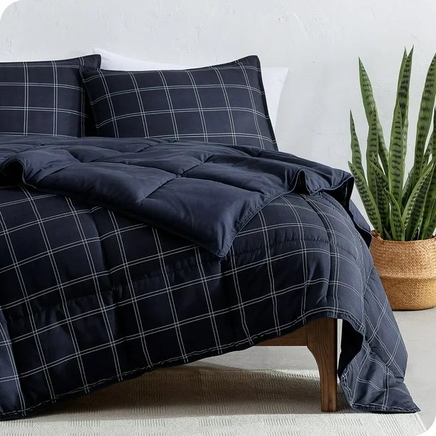 Alternative Comforter Set Dark Blue - Modern Plaid - King - Cal King - 1 Piece