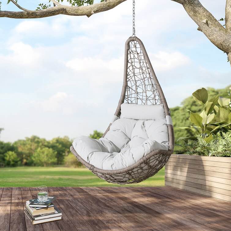 Kya Wicker Porch Swing with Cushion