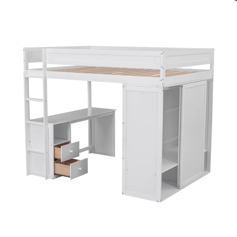 ( 2 of 3 )Gladina Kids Loft Bed with Built-in Desk and Closet