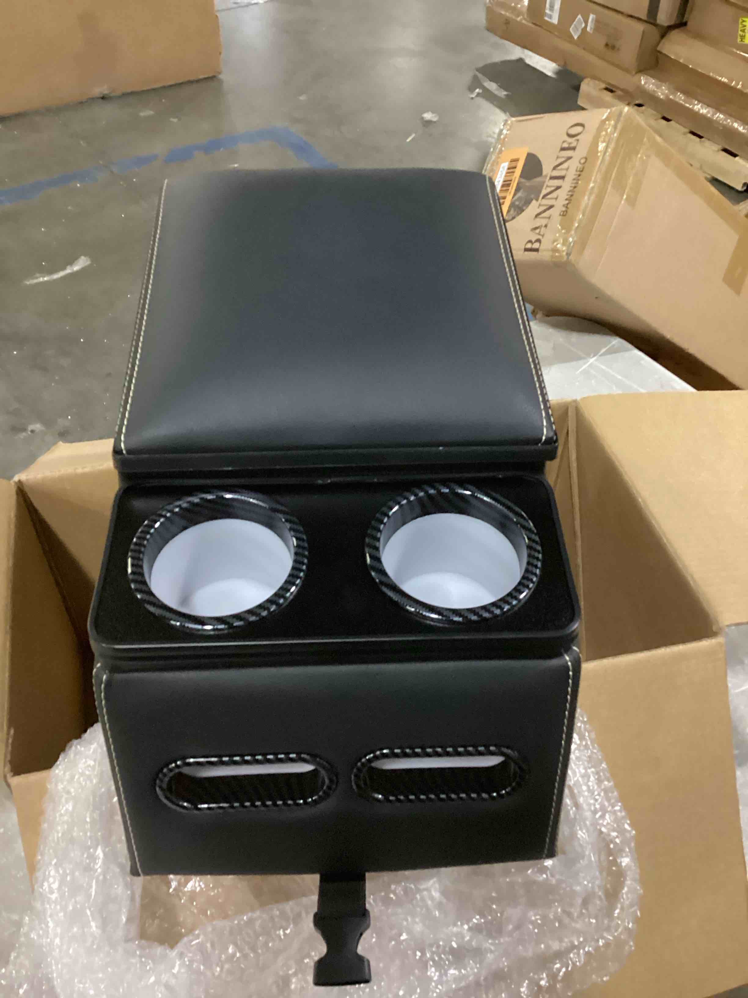 Coverado Car Center Console, Universal Rear Bench Seat Consoles, Truck Seat Organizer and Storage, Back Seat Car Organizer with Cup Holder, Large Storage Box, Central Armrest Box (Regular, Black)