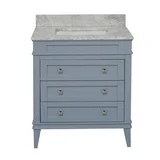 Eleanor 30" Bathroom Vanity with Powder Blue Cabinet and Carrara Marble Top