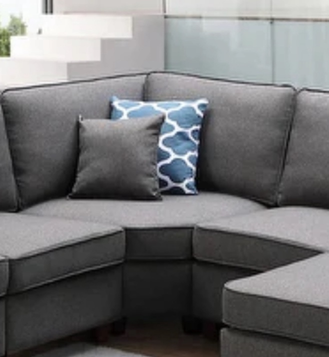 ((INCOMPLETE ONLY PART )) Sonoma Dark Gray Linen 6Pc Modular Sectional Sofa and Ottoman