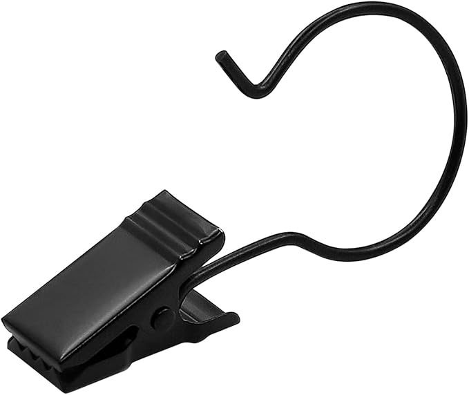 Coideal Large Curtain Clips Hooks - 60 Pack Upgraded Stainless Steel Gutter Hanger Hook for Hanging Awning Lights, Wire Rod Display (Black) 60 Large