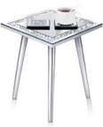 Mirrored End Table with Glass Mirrored Coasters Modern Silver Accent Table Bling Mirror Side Table Crushed Crystal Coasters Crushed Diamond Cup Mat for Living Room Home Kitchen (Square, 3 Pcs)