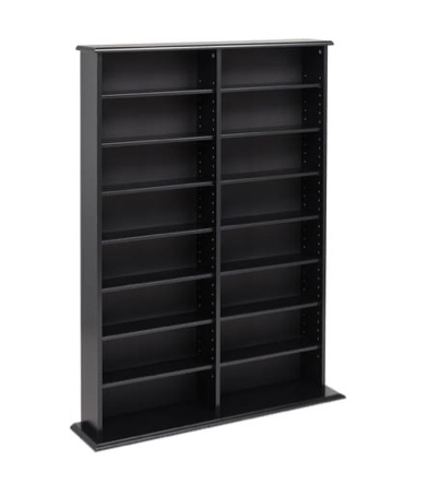 (incomplete) Double width multimedia storage tower , black noir 