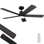 52" Smart DC Black Ceiling Fan with Light, Remote Control