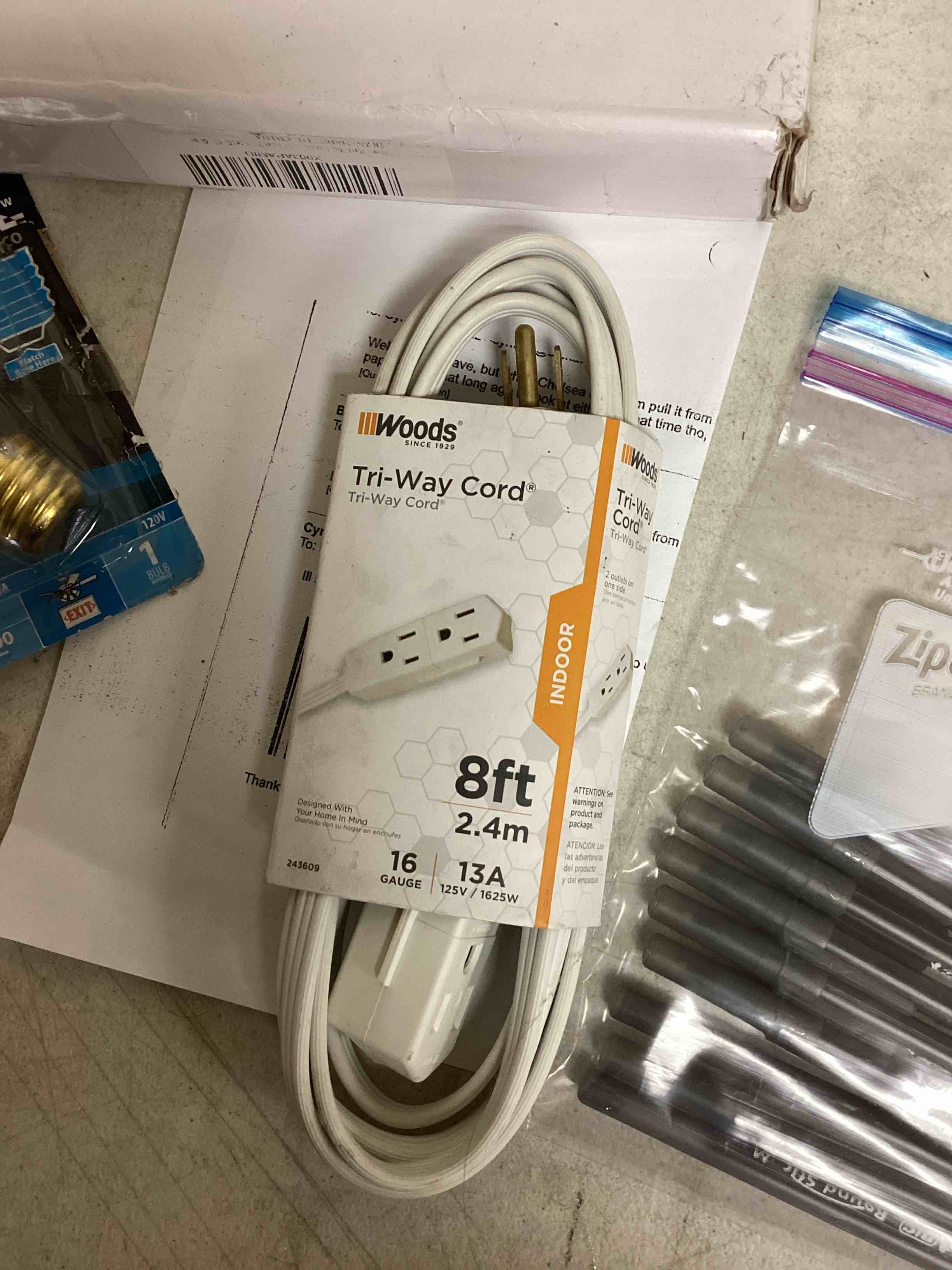 woods TRI-way cord 8ft 2.4m 16 gauge 13 A indoor white