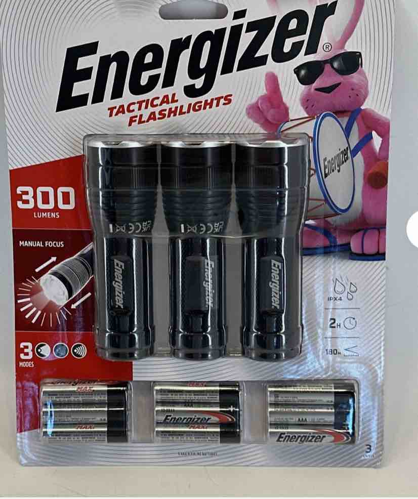 Energizer Tactical Flashlight 3 Pack 300 Lumen 3 Mode Batteries Included