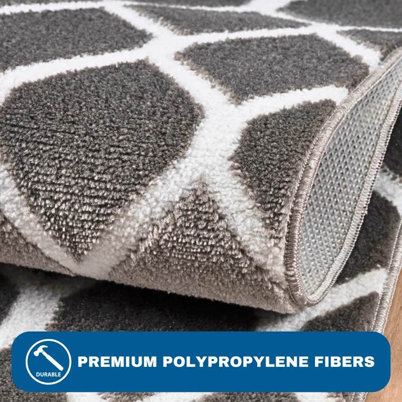 Bierly Non Slip Stair Treads Gray/White 9"x28" Machine Washable Stair Carpet with Rubber Backing