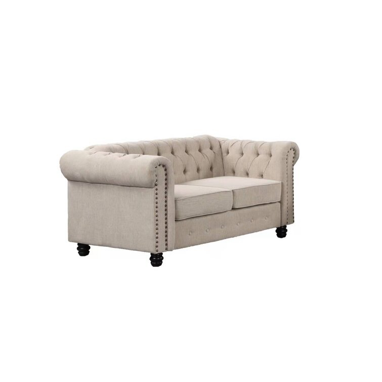 (incomplete) Horley Rolled Arm Chesterfield Loveseat Back & Seat Frame & Reversible Cushion