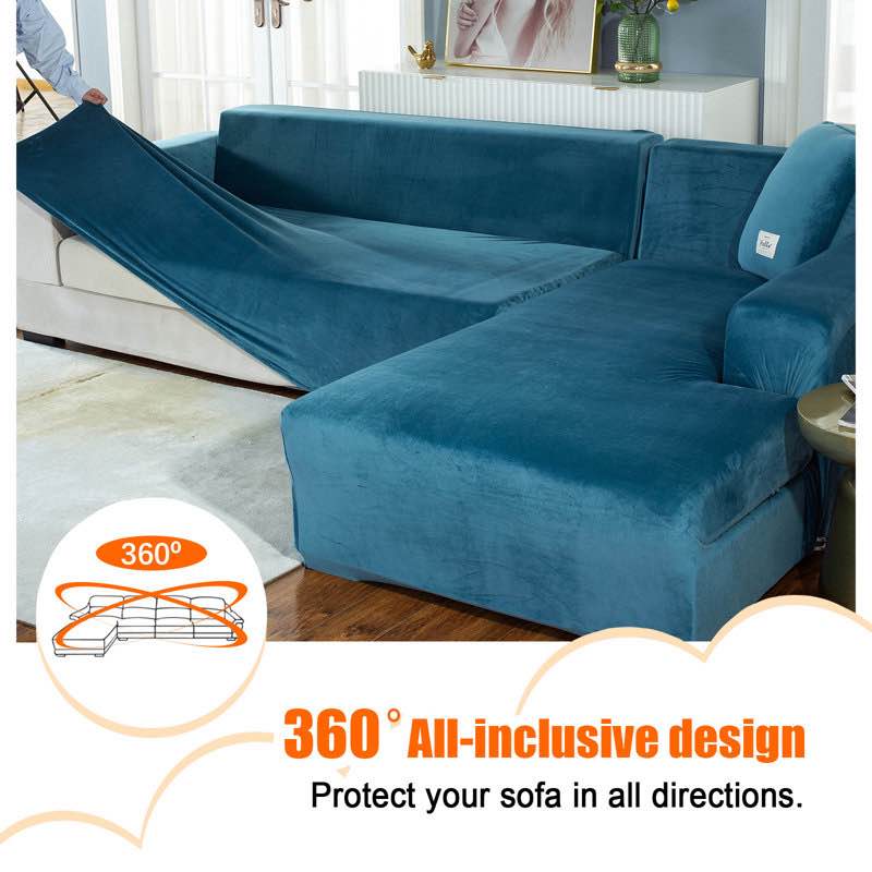 Box Cushion L-Cushion Sofa Slipcover and Thick Plush