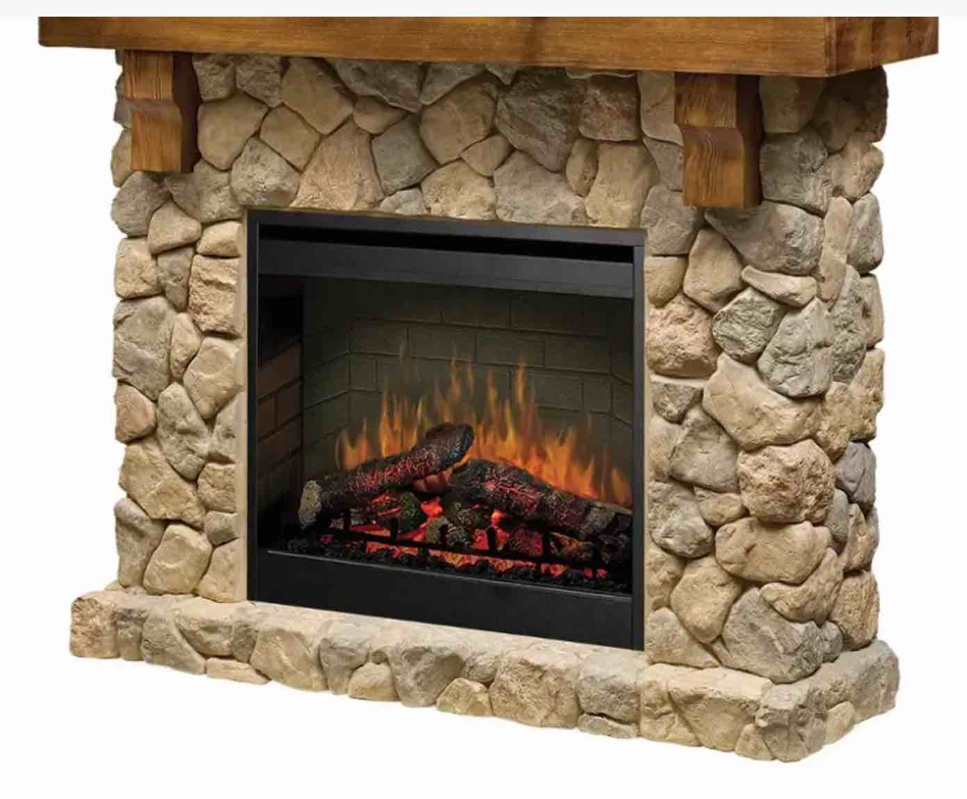 Sse-St-9040 Dimplex Fireplaces Fieldstone Natural Man-Made Stone Mantel With 26in Log Fireplace