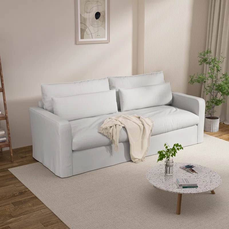 Carevic 80'' Modern Upholstered Slip Covers Sofa For Living Room, Couches With Solid Wood Frame