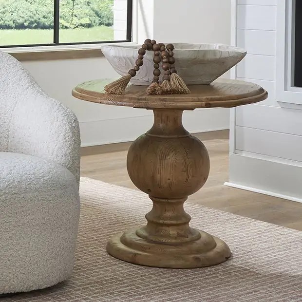PEDESTAL BASE ROUND SIDE TABLE | SHIPS FREE