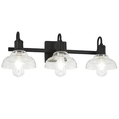 allen + roth Everidge 24.02-in 3-Light Matte Black Modern/Contemporary Vanity Light