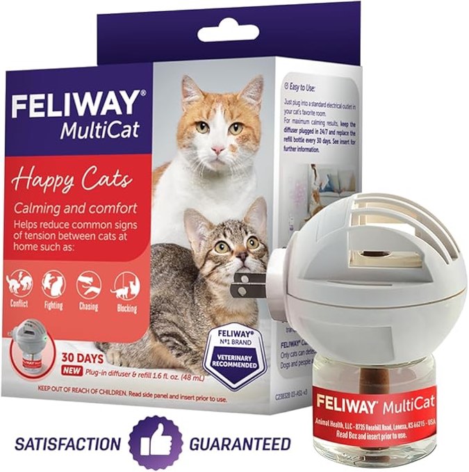 FELIWAY MultiCat Calming Pheromone Diffuser for house-cats, 30 Day Starter Kit (48 mL)