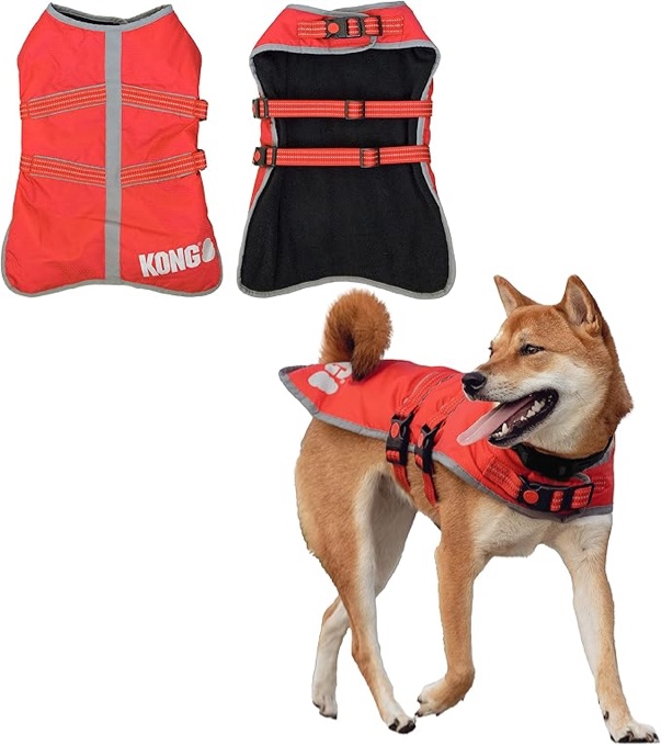 KONG Outerwear Rip-Stop Blanket Jacket Water Resistant Reflective Black L 20-23"