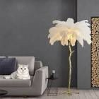 38°GARDEN Feather Floor Lamp White Natural Ostrich Unique Bedside Floor Lamps with Foot Switch Modern Gold Luxury LED Bulbs Resin Standing Light for Bedrooms Dining Room Living Room Kitchen 35 Pieces
