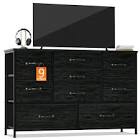 Furnulem Wide Dresser with 9 Large Drawers for 55'' Long TV Stand Entertainment Center,Wood Shelf Storage for Bedroom,Living Room,Closet,Entryway,Sturdy Metal Frame ï¼ˆBlack Oakï¼‰