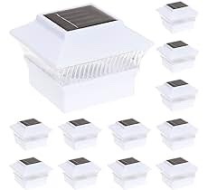 GreenLighting Modern Solar Post Cap Lights Fits 4x4 Wood, 4x4 & 5x5 PCV/Vinyl Outdoor Solar Powered Post Cap Light, Fence Post, Landscaping, Deck, Garden- Bright LED, Waterproof White 12 Pack