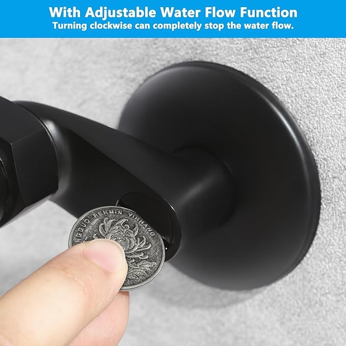 DOLGABA Clawfoot Tub Faucet Wall Mount Bathtub Faucet with Handheld Sprayer 3 Handle Vintage Shower Faucet, Matte Black