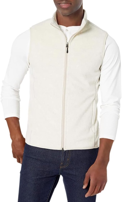 ( Size X-Small)Amazon Essentials Men's Full-Zip Polar Fleece Vest (Available in Big & Tall)( White )
