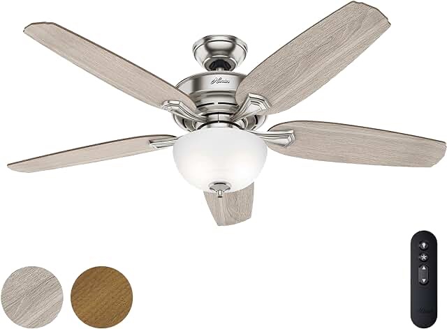 Hunter 54" Casual Brushed Nickel Ceiling Fan W/ Light Kit & Remote Control