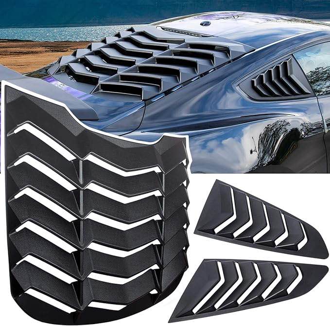 E-cowlboy Rear Window Louver for Ford Mustang 2015 2016 2017 2018 2019 2020 2021 2022 2023 Windshield Scoop Sun Shade Cover Vent GT Lambo Style Custom Fit All Weather ABS (Matte Black) 2015-2023 Rear