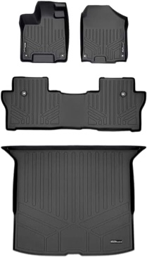 SMARTLINER Custom Fit Floor Mats 2 Rows and Cargo Liner Behind 2nd Row Set Black Compatible with 2019-2021 Honda Passport