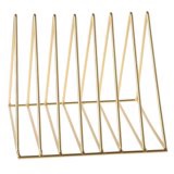 Almencla 7 Slot Metal Desk Organizer Office Desktop Document File Organizer Bookshelf Rack Holder - Gold, 10.24x7.09x7.09inch