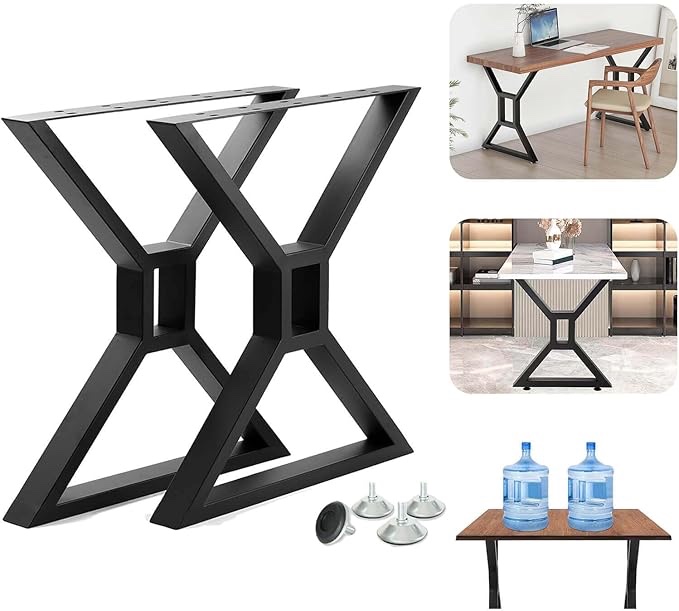 FJANKUI Metal Table Legs 28 Inch Tall, Heavy-Duty Desk Legs Wrought Iron Rust Proof DIY Industrial Desk Table Legs for The Dining Table, Coffee Table, Desk with Floor Protectors Black 28"H Openwork Black