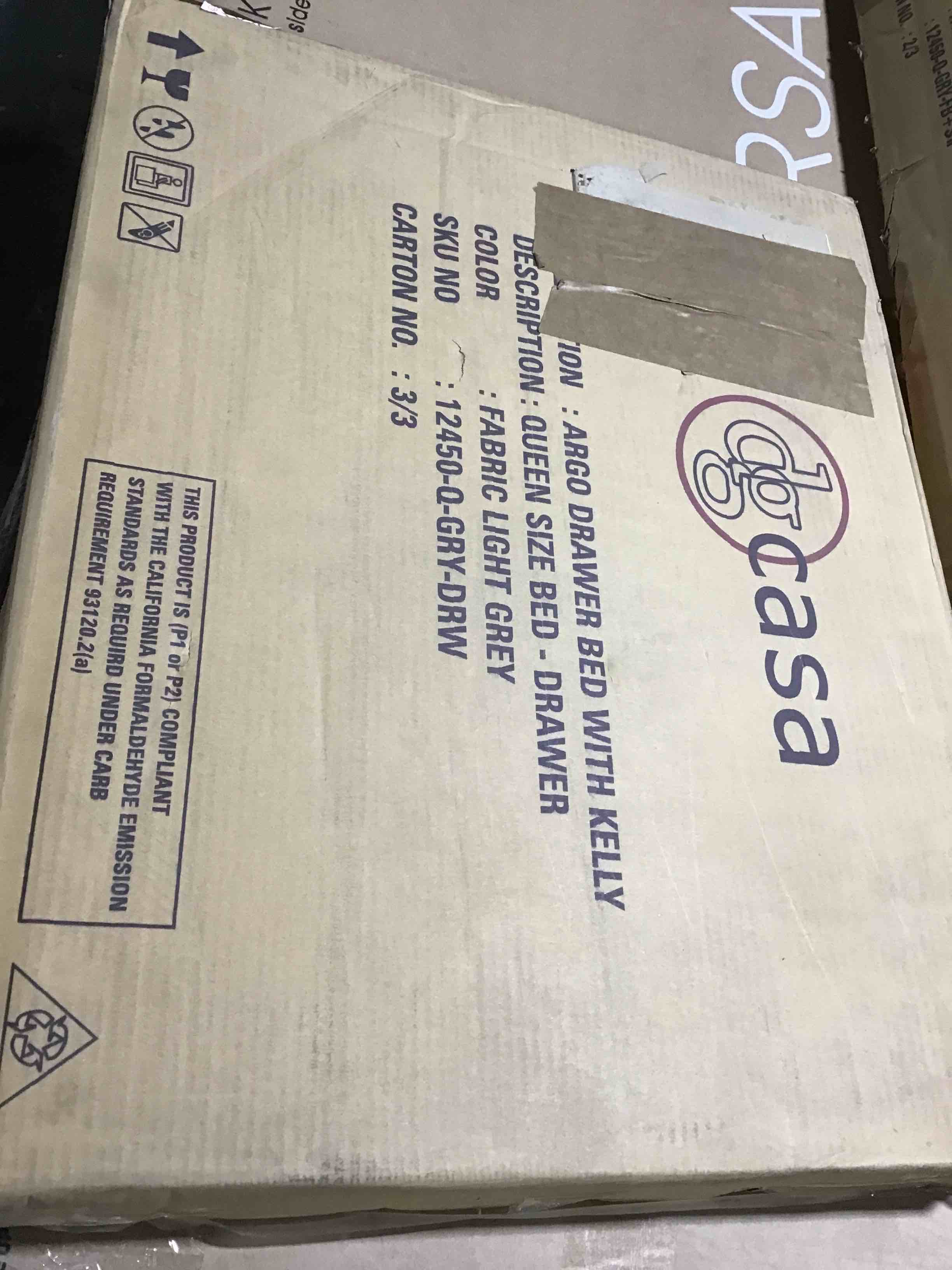 Condition photo showing Good Condition for Kelly Upholstered Bed with Storage Drawers (Incomplete Box 3/3 )