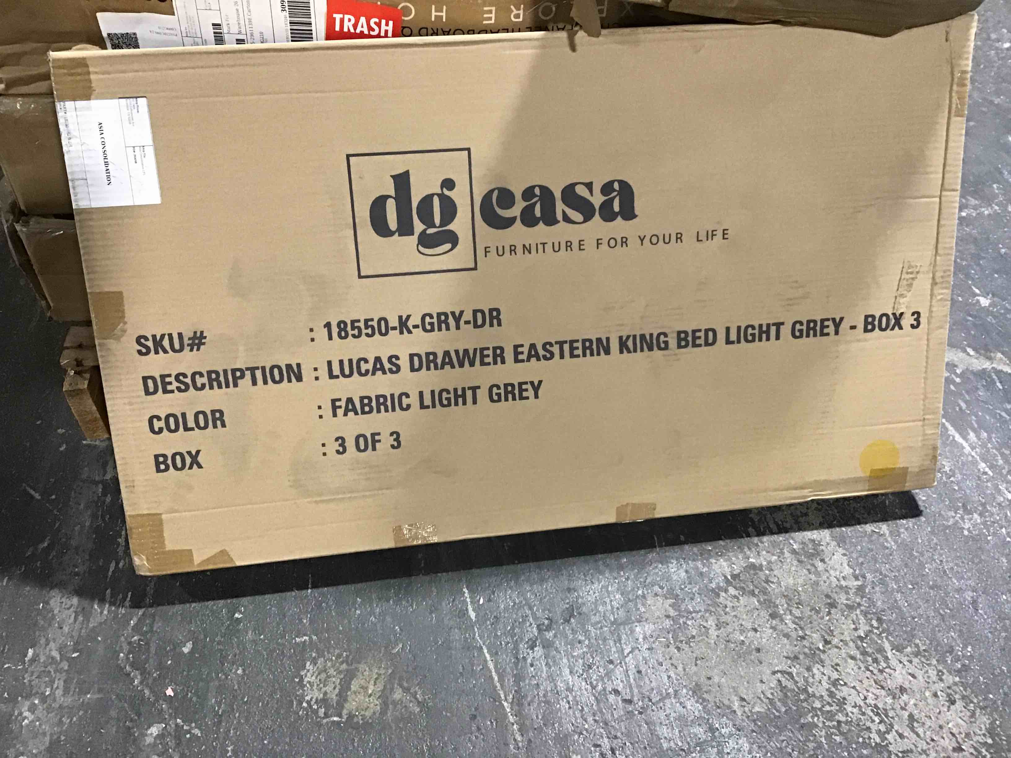 LUCAS MATTE ELM GREY BEDROOM COLLECTION (Incomplete Box 3/3 )