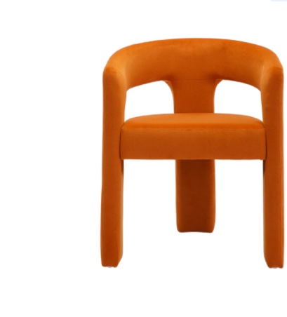 Guyou Modern Velvet Upholstered Dining Chair, Cute Barrel Side Armchair Kitchen Chair with Armrests and Back for Living Room Dining Room Bedroom, Orange