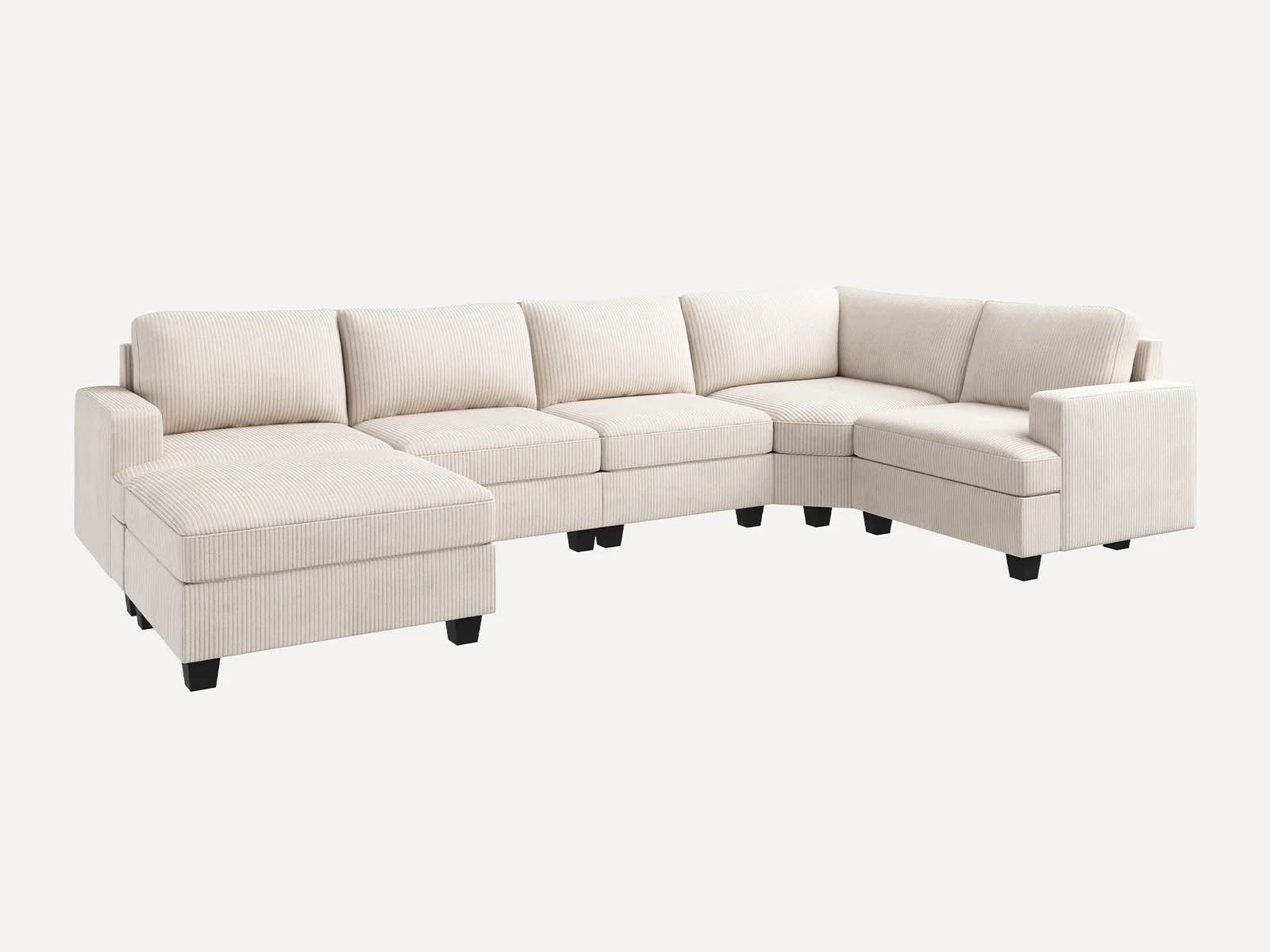 HONBAY 6-Piece Corduroy Modular Sectional With Storage Ottoman (Incomplete, Only 1 Piece)
