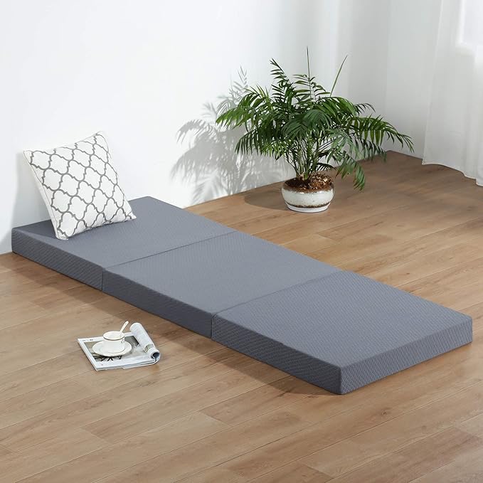 Multi Layer Tri-Folding Memory Foam Topper, Single, Blue-grey Similar 
