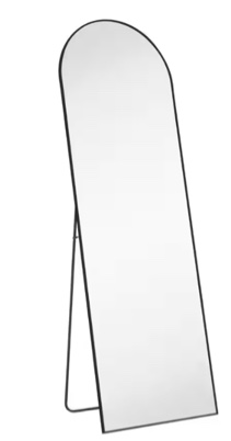 21 in. W x 64 in. H Aluminium Alloy Frame Black Arched Floor Mirror with Floor Stand and Wall Mounted Hooks