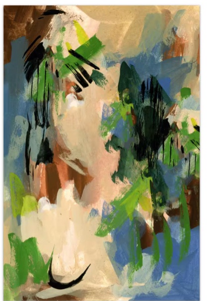 Linen & Blues II" by EAD Art Coop Frameless Free-Floating Tempered Art Glass Wall Art