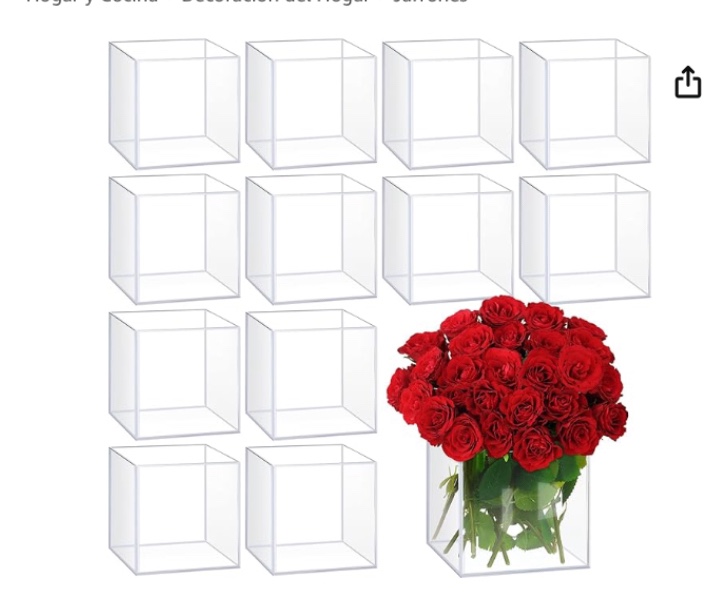 Dandat 12 jarrones acrílicos transparentes de 5 pulgadas para centros de mesa, centros de mesa de Navidad para mesas, florero de plástico para flores, jarrón de flores para Navidad, boda, decoración