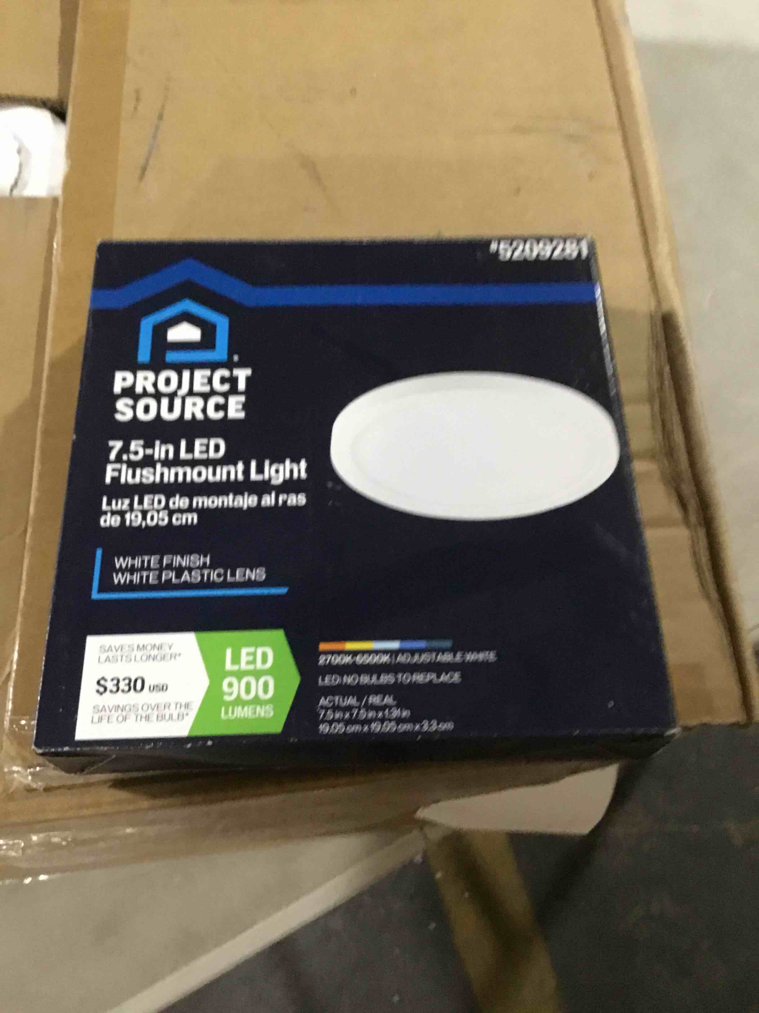 Project Source 1-Light Matte White LED Flush Mount Light