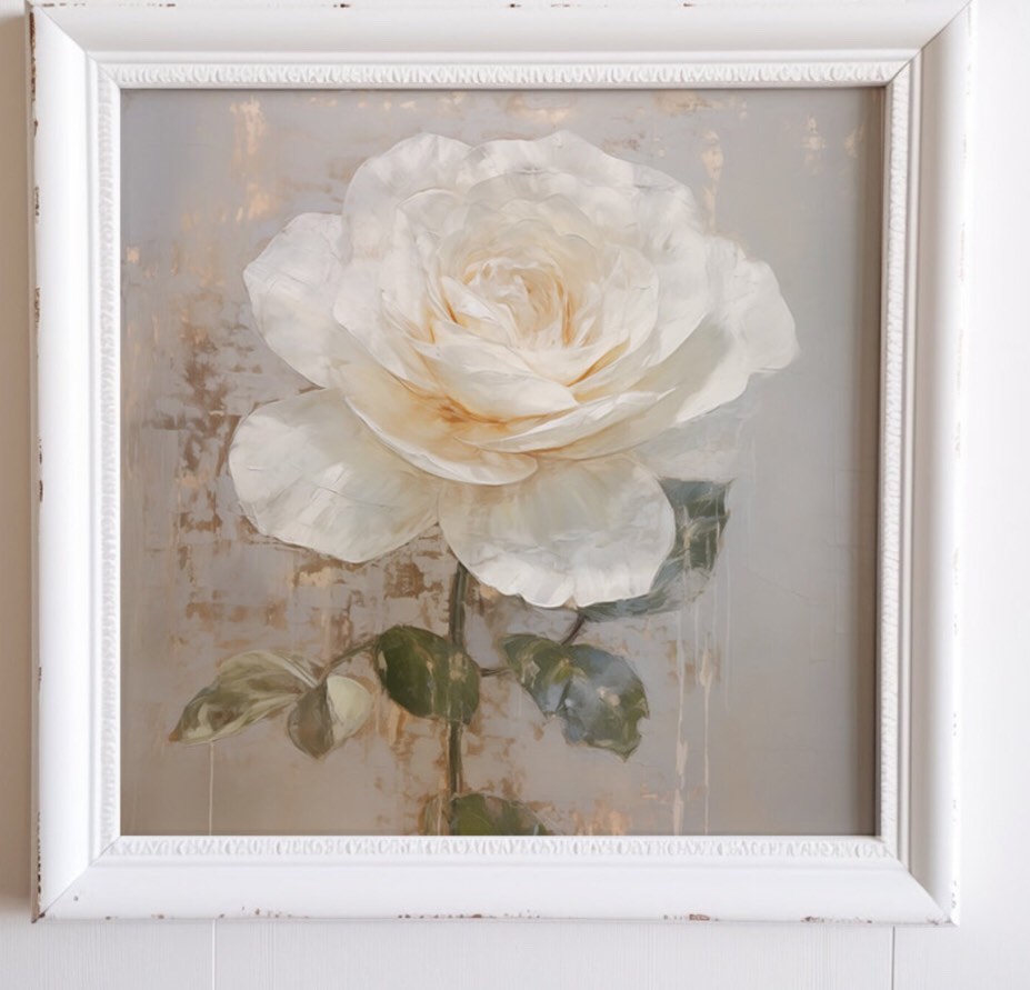 Blooming Champagne Rose | Square Image Ratio | Digital Download | Printable Wall Art |