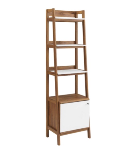 Modway Bixby Display Case, 21" Bookshelf, Walnut White