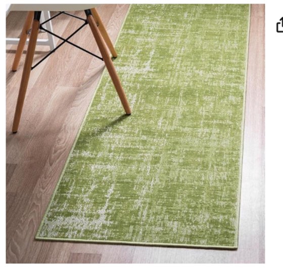 Rugs.com Valencia Collection Runner Rug – 10 Ft Runner Green Low Rug Perfect for Hallways, Entryways