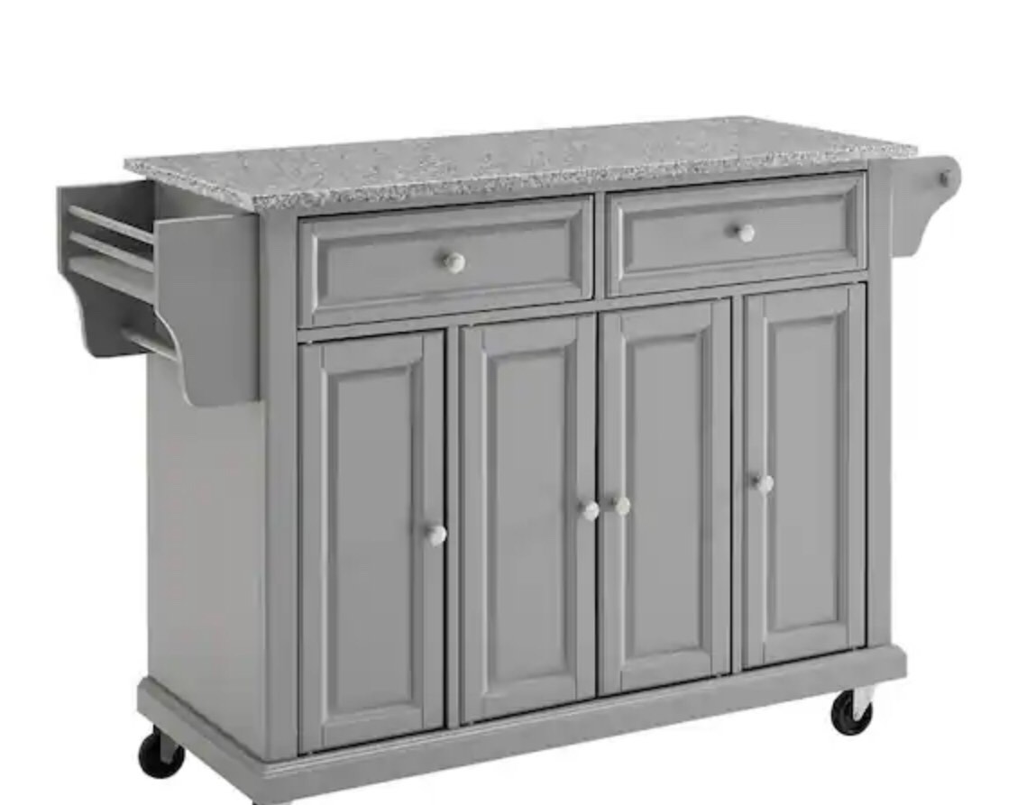 Full Size Grey Kitchen Cart with Solid Granite Top ( top only)