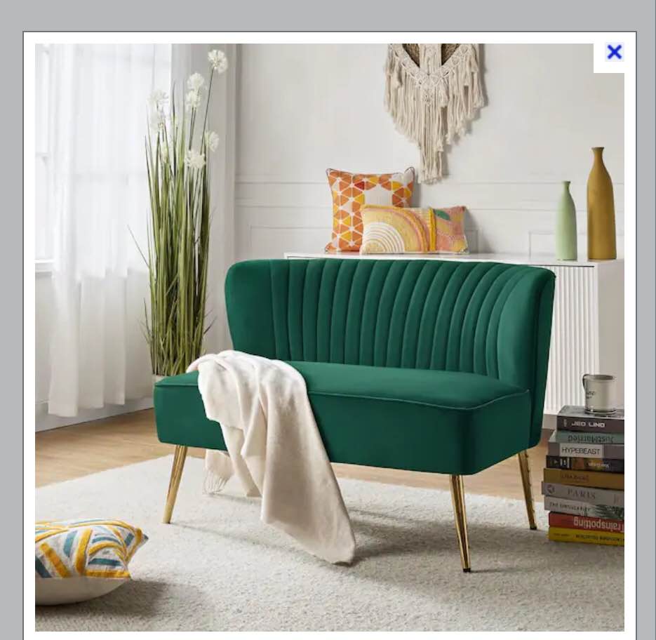 JAYDEN CREATION Carmita 47 in. Green Velvet Tufted 2-Seats