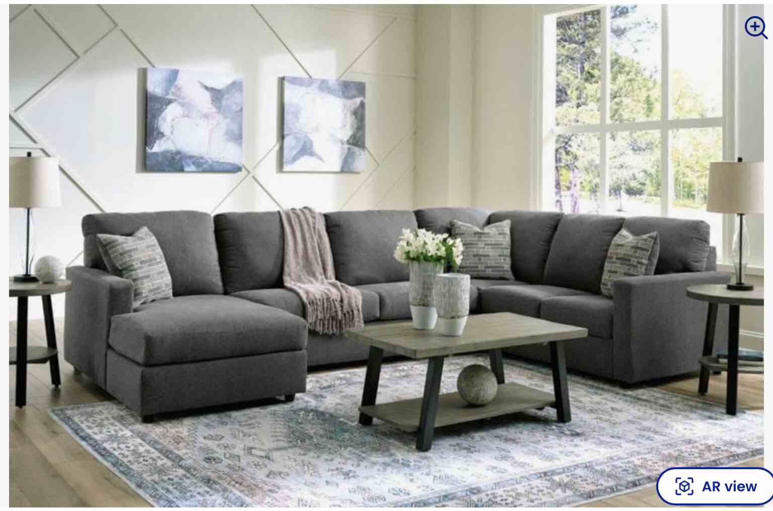 Edenfield 3-Piece LAF Corner Chaise Sectional In Charcoal 