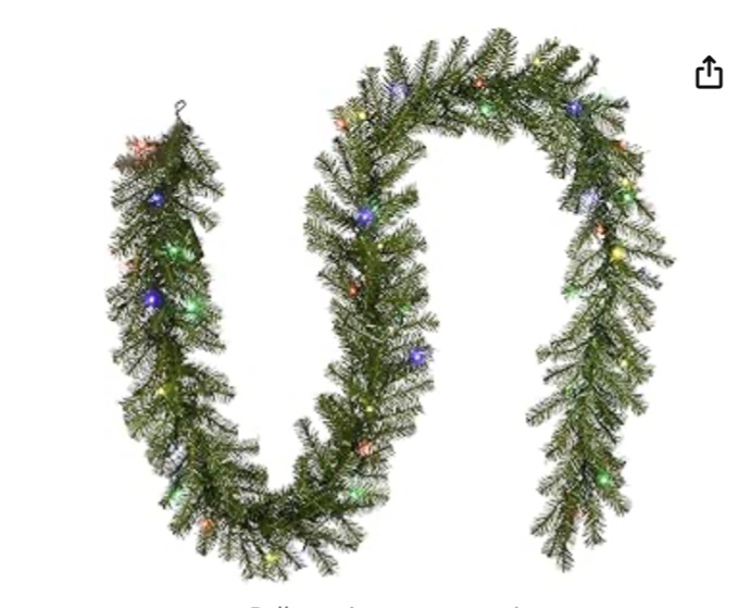 National Tree Company Pre-Lit Artificial Christmas Garland, Green, Evergreen, Multicolor Lights, Battery Operated, Christmas Collection, 9 Feet