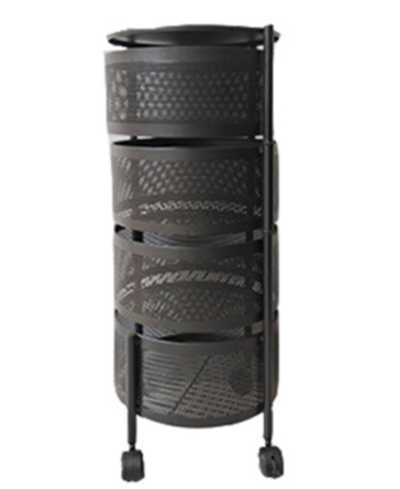 Kitchen Storage Rack 360°Kitchen Rotating Vegetable Rack Round Layered for Living Room, Bathroom, Balcony, Kitchen no Need to Install (Color : Black, Size : Four Layers)